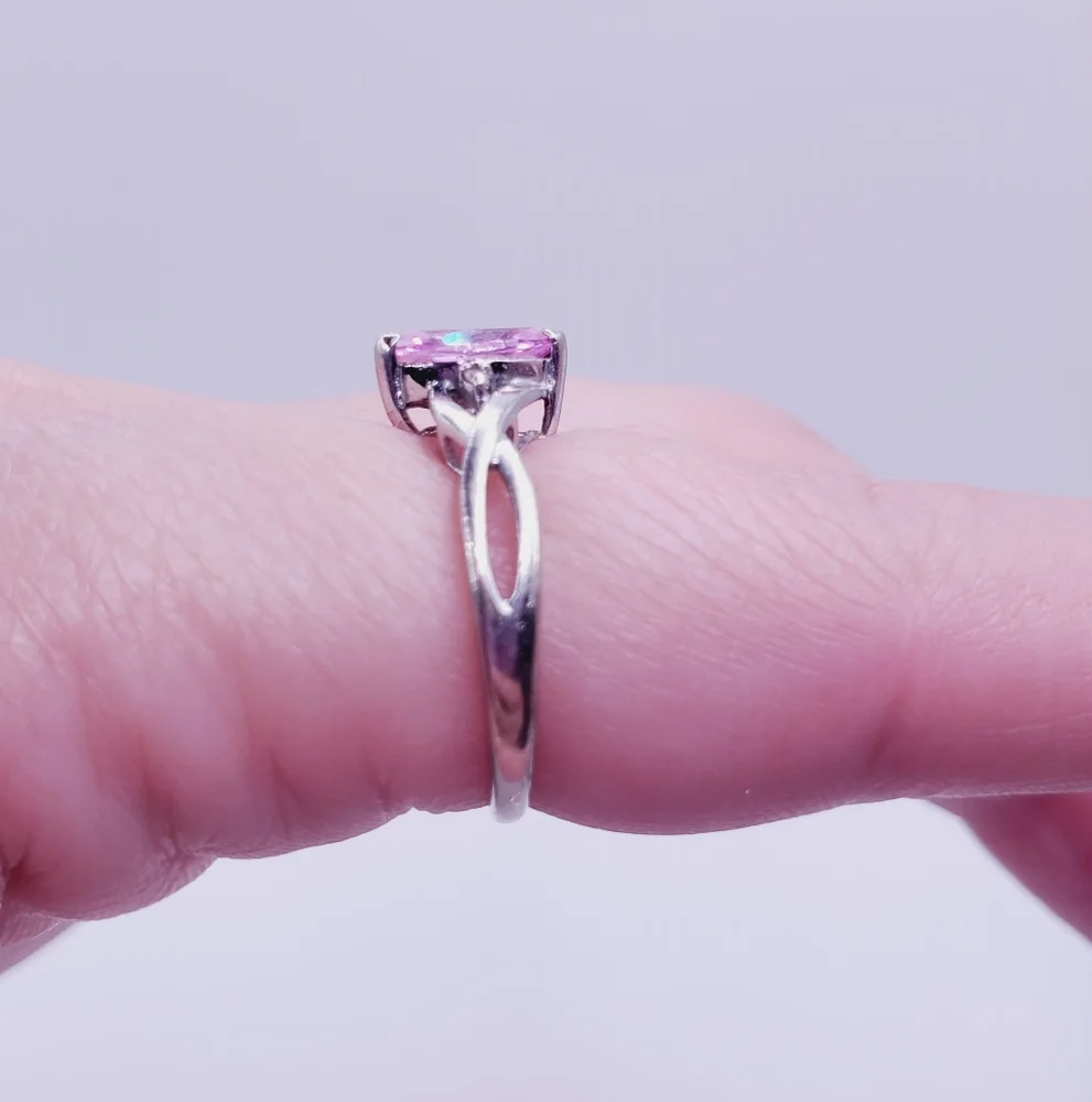 10k White Gold Marquise Pink Topaz Ring
